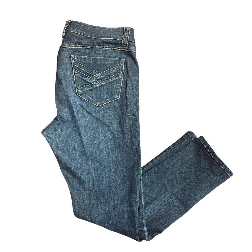 Cabi Womens Blue Cotton Regular Fit Medium Wash Denim Straight Jeans Size 8
